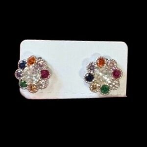 Pretty Bird Jewelry 18K White Gold 
Multicolored Gemstone Earrings